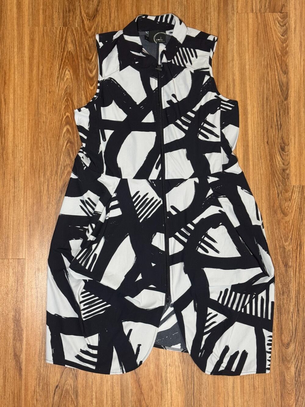 Porto San Francisco Collared Sleeveless Zip Front Trapeze Tunic Vest- Size 4(XL)
